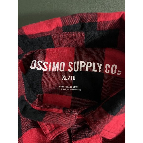 MOSSIMO SUPPLY CO Buffalo Plaid FLANNEL Shirt Red Black Check XL - Picture 3 of 11